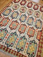 Handgeweven oosterse wollen kelim 242x179, Info@SlatsAntiek.nl, 150 tot 200 cm, Vof Slats Antiek, Ophalen of Verzenden