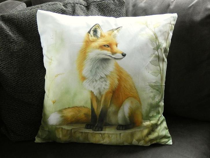 sierkussen vos, Huis en Inrichting, Woonaccessoires | Kussens, Nieuw, Overige kleuren, Vierkant, Ophalen of Verzenden