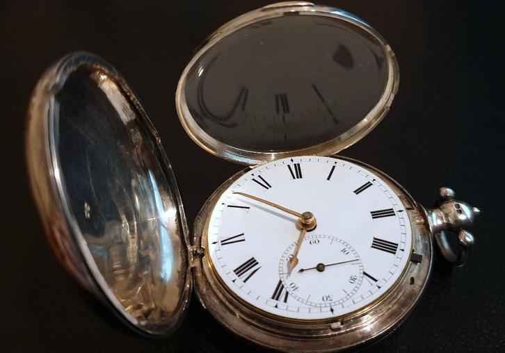 GROOT zakhorloge zilver HUNTER+DOKTORSUITV London 1815, Sieraden, Tassen en Uiterlijk, Antieke sieraden, Overige typen, Zilver