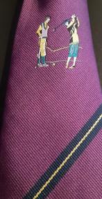 Golf stropdas paars design met golfspelers, Ophalen of Verzenden, Nieuw, Paars