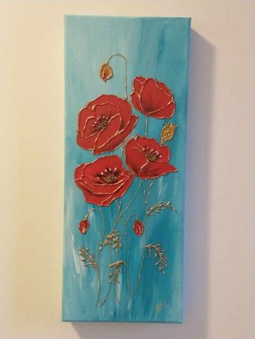 Rode bloem  3D Schilderij  20x50x4 cm   -  Vilon Art