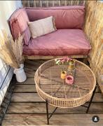 Roze velvet palletkussens + houten palletbank, Tuin en Terras, Ophalen, Zo goed als nieuw, Hout, 2 zitplaatsen