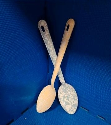Emaille Opscheplepels - Vintage Set beschikbaar voor biedingen