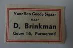D. BRINKMAN   GOUW 16    PURMEREND, Verzenden, Zo goed als nieuw, Luciferdoosjes of -merken