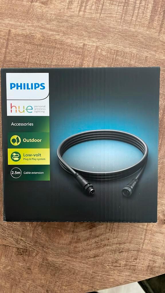 Philips Hue outdoor verlengkabel voor buiten - 2.5meter, Huis en Inrichting, Lampen | Losse lampen, Zo goed als nieuw, Led-lamp