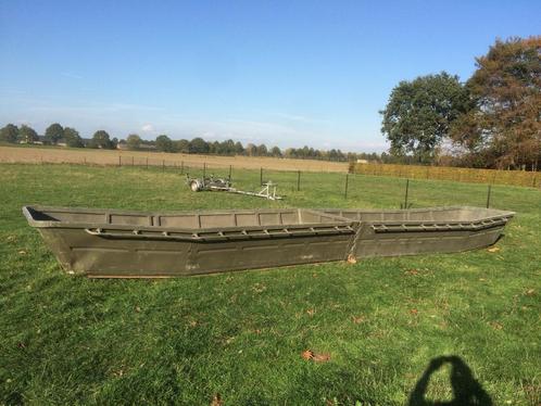 Grachtensloep onderhoudsvrij, legerboot, visboot, aluminium, Watersport en Boten, Motorboten en Motorjachten, Gebruikt, Aluminium