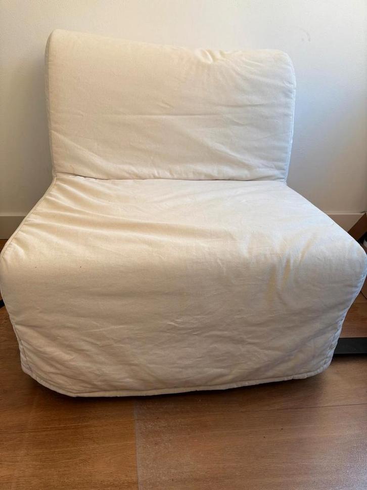 Ikea Lycksele Lovas Slaapfauteuil - Haarlem, Huis en Inrichting, Stoelen, Zo goed als nieuw, Eén, Wit, Ophalen