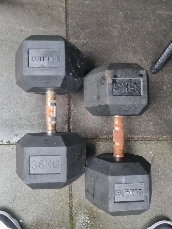 Eleiko dumbells 36kg + 40kg, Sport en Fitness, Fitnessmaterialen, Dumbbell, Ophalen