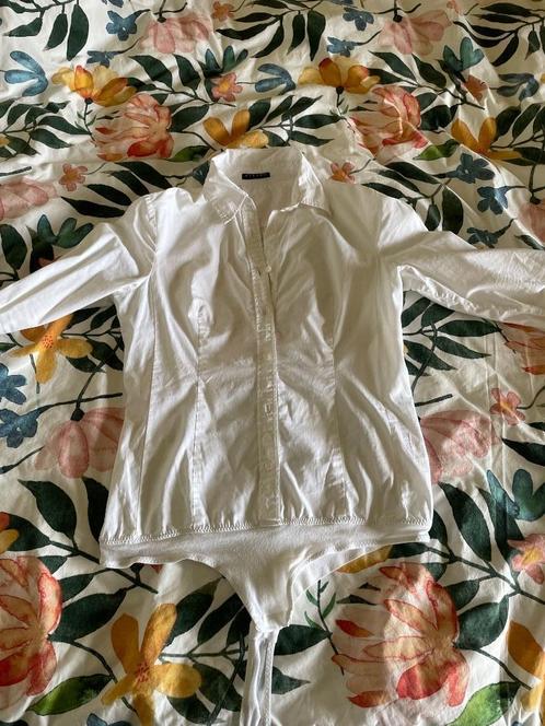 Getailleerde overhemd blouse bodysuit maat 36-38 wit, Kleding | Dames, Tops, Zo goed als nieuw, Maat 36 (S), Wit, Lange mouw, Ophalen of Verzenden