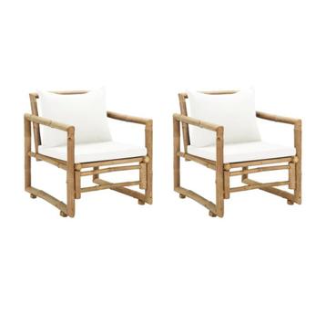 Tuinstoelen 2 st met kussens bamboe beschikbaar voor biedingen