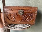 Chinese bruine handwerk kist chinees houtsnijwerk vintage, Gebruikt, Minder dan 50 cm, Ophalen of Verzenden, https://verburgtvintage.nl/#contact