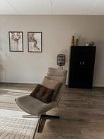 Draai fauteuil NIKA woood / stoel / stalen frame - grijs, Huis en Inrichting, Stoelen, Ophalen, Grijs, Stof