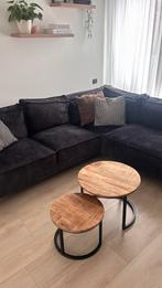 Mangohouten salontafeltjes, Huis en Inrichting, Tafels | Salontafels, Ophalen, Gebruikt, Rond, 50 tot 100 cm