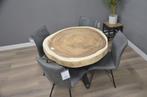 Ronde suar boomstamtafel 120 cm BT867, Metaal, Rond, Nieuw, Ophalen of Verzenden