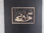 Afbeelding kikker woodblock print op rijstpapier, Antiek en Kunst, Ophalen of Verzenden