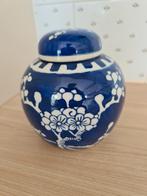 Blauw wit gemberpotje, onbeschadigd., Ophalen of Verzenden
