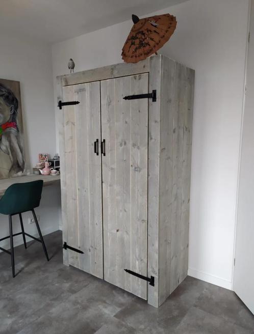 Steigerhouten Set: Bureau, Bed en Kast NU voor €1150!, Huis en Inrichting, Slaapkamer | Bedden, Nieuw, Eenpersoons, 200 cm, Steigerhout