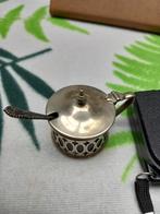 Vintage antiek "verzilverd" mosterdpotje., Antiek en Kunst, Ophalen of Verzenden