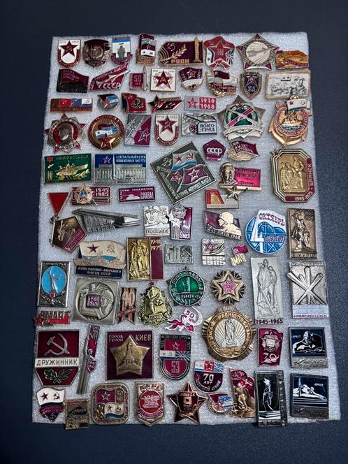 70 Sovjet Speldjes – Militair, Arbeid, Propaganda, 9 Mei, Verzamelen, Speldjes, Pins en Buttons, Zo goed als nieuw, Ophalen of Verzenden