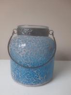 Glazen Windlicht blauwglas, Minder dan 50 cm, Glas, Ophalen of Verzenden