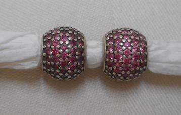 Pandora zilveren set bedels met roze steentjes  nr.1143 beschikbaar voor biedingen