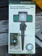 Contactdozen op spies met timer voor in de tuin, Doe-het-zelf en Verbouw, Elektra en Kabels, Ophalen of Verzenden, Nieuw, Stopcontact