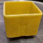 A.D. Copier Leerdam Graniver Cactuspot Geel Vierkant, Antiek en Kunst, Antiek | Glas en Kristal, Ophalen of Verzenden