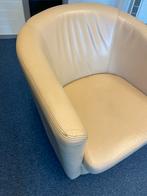 Licht beige leren clubfauteuil, Ophalen, Gebruikt, Leer, 75 tot 100 cm