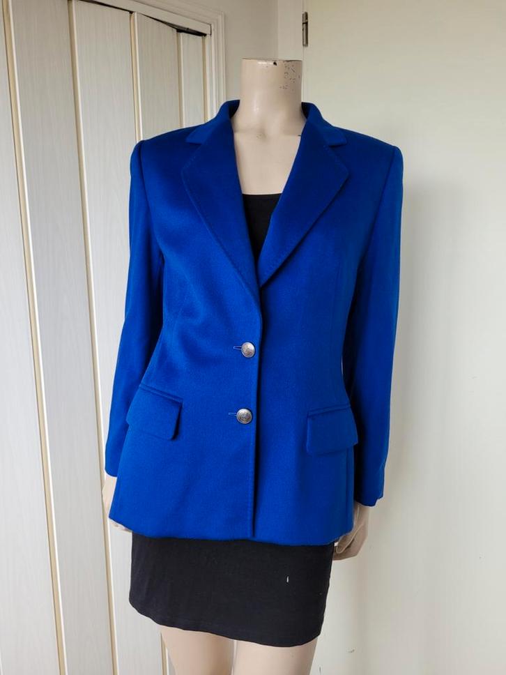 Escada jasje blauw wol 38/M wol, Kleding | Dames, Jasjes, Kostuums en Pakken, Zo goed als nieuw, Jasje, Maat 38/40 (M), Blauw