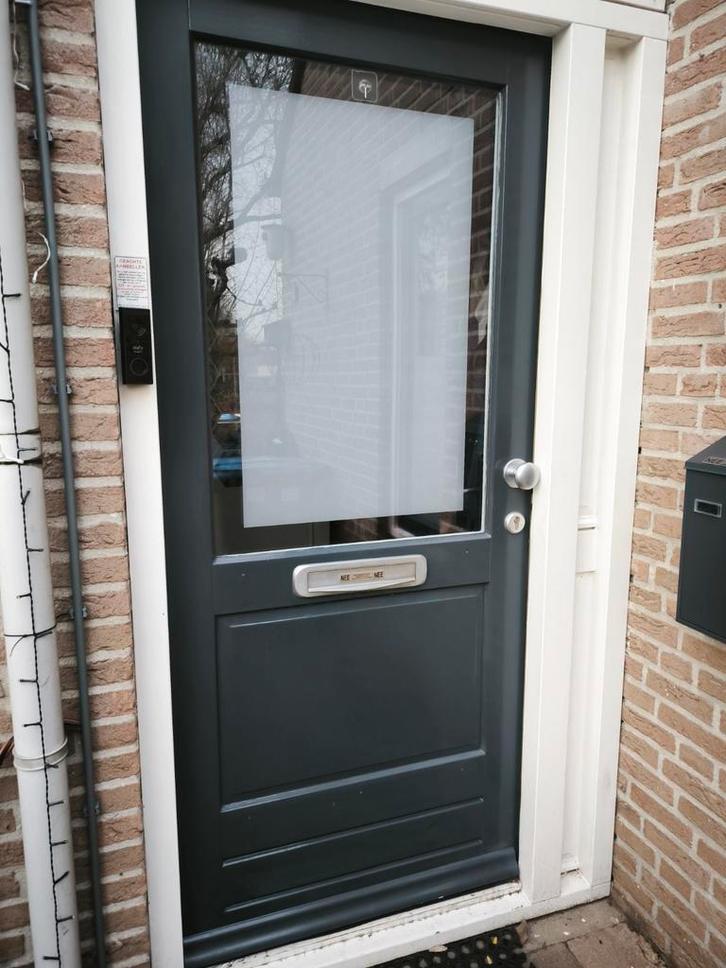 Mooie voordeur met glas, Doe-het-zelf en Verbouw, Deuren en Horren, Gebruikt, Buitendeur, 200 tot 215 cm, 80 tot 100 cm, Glas