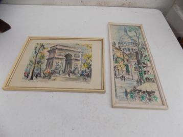 Wanddecoratie Parijs jaren 60 Montmartre en arc de triomphe  beschikbaar voor biedingen