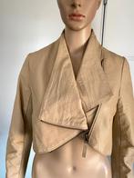 J114 echt-leren kort jasje mt 34 bolero blazer colbert beige, Beige, Ophalen of Verzenden, Zo goed als nieuw, Jasje