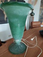 Mooie groene vaaslamp 43 cm hoog, Huis en Inrichting, Lampen | Tafellampen, Ophalen, Zo goed als nieuw, Glas, Minder dan 50 cm