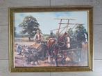 Prachtige ingelijste prent van landbouw tafereel., Antiek en Kunst, Ophalen of Verzenden