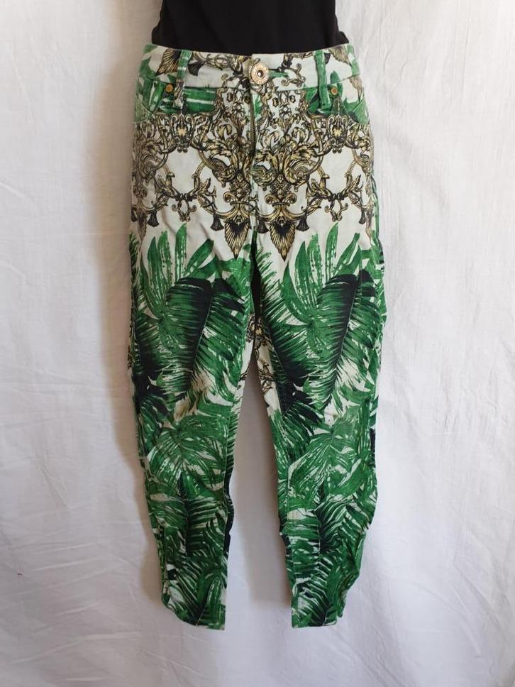 Leuke jeans met print. mt 38. Merk River Island, Kleding | Dames, Broeken en Pantalons, Zo goed als nieuw, Maat 38/40 (M), Groen