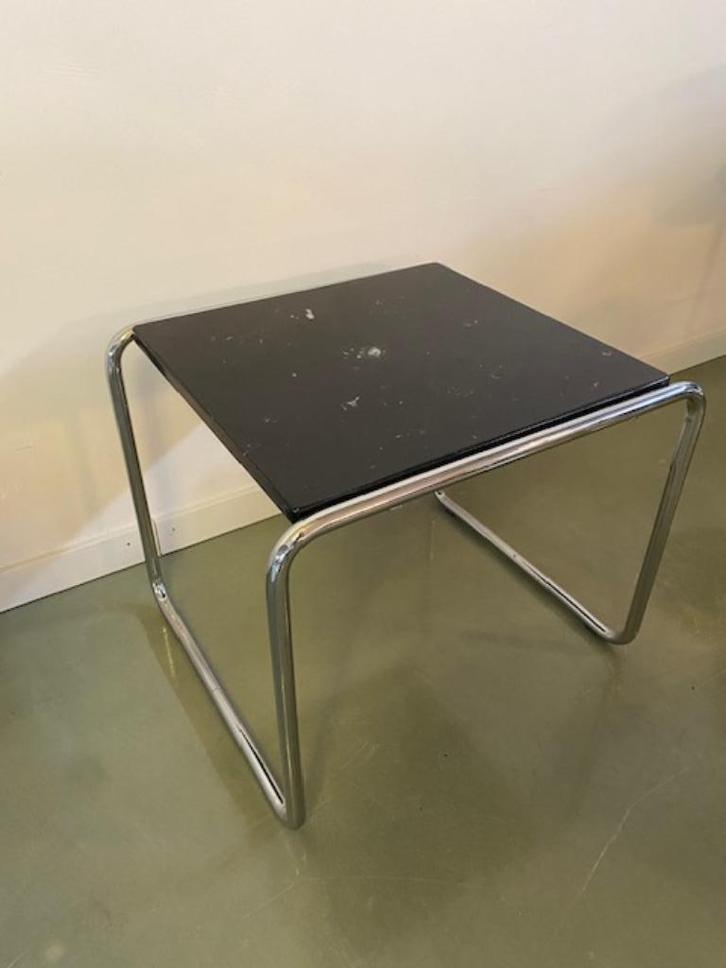Bauhaus bijzettafel Breuer - zwart marmeren blad, Huis en Inrichting, Tafels | Bijzettafels, Nieuw, Vierkant, Minder dan 45 cm