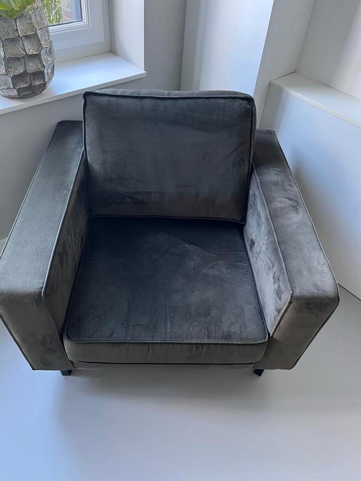 WOOOD Robin Fauteuil groen Fluweel, Huis en Inrichting, Fauteuils, Zo goed als nieuw, Stof, 75 tot 100 cm, Ophalen