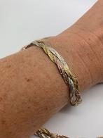 X275 Prachtige zilveren gevlochten sieraden set tricolor, Ophalen of Verzenden, Zilver, Overige typen, Verguld