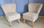 Twee Heerlijk Zittende Tijdloze Beige Fauteuils, Huis en Inrichting, Fauteuils, Ophalen, Minder dan 75 cm, 50 tot 75 cm, Hout