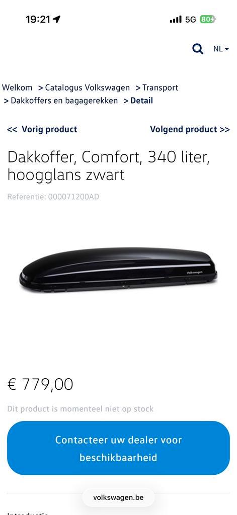 Dakkoffer met dakdragers Volkswagen Golf (2013+), Auto diversen, Dakkoffers, Gebruikt, Ophalen