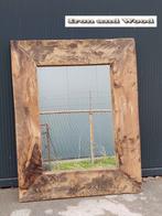 Oud eiken spiegel met wagonplanken lijst afmeting : 61 x 49, Ophalen, Minder dan 50 cm, Gebruikt, Minder dan 100 cm