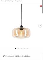 QAZQA Art Deco hanglamp zwart met amber glas, Ophalen, Glas, Zo goed als nieuw, Minder dan 50 cm