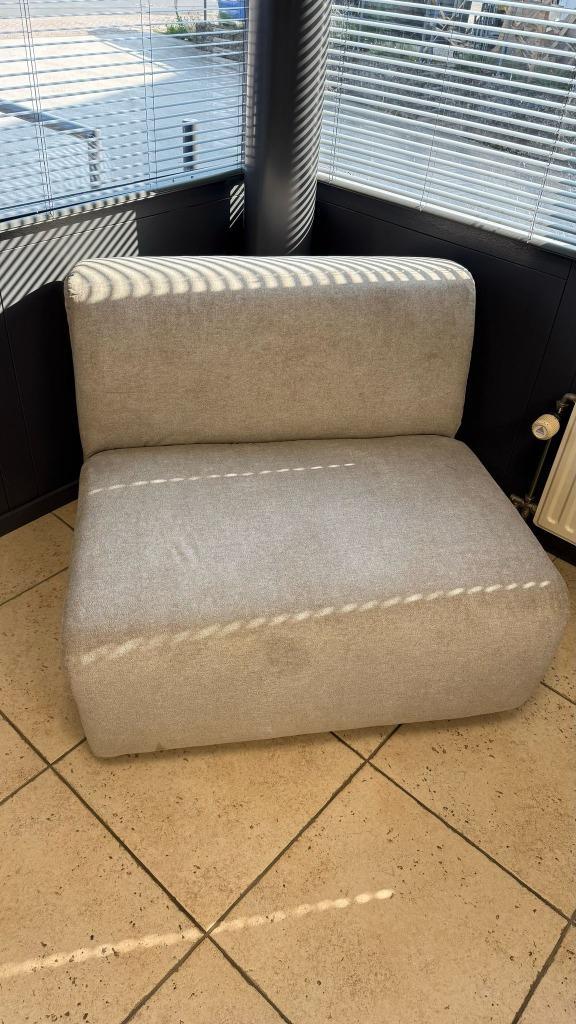 Zitbank - Stof - Beige - Ongeveer 90 x 90 cm, Huis en Inrichting, Banken | Bankstellen, Gebruikt, Rechte bank, Tweepersoons, Minder dan 150 cm