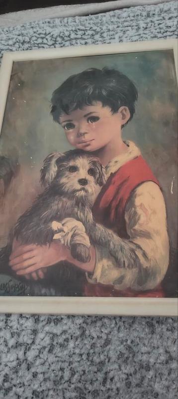 Vintage jongetje met hond  beschikbaar voor biedingen