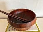 vintage Teakhouten saladeschaal + slacouvert, Ophalen of Verzenden, Zo goed als nieuw