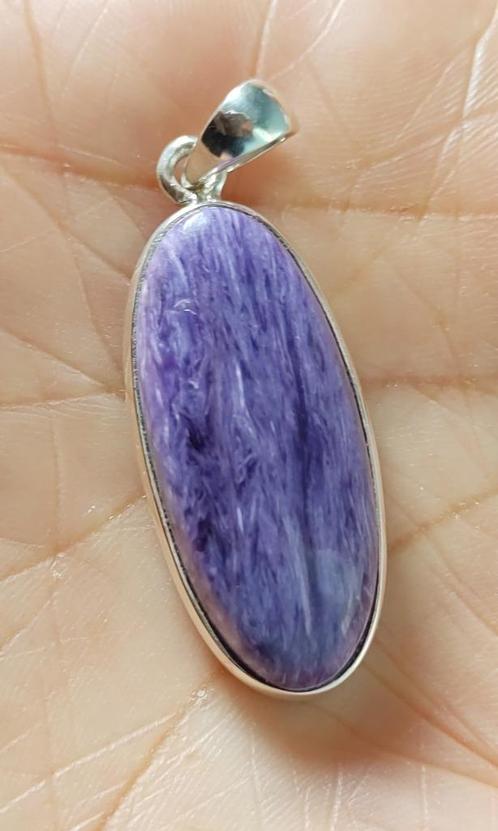 zilveren hanger met natuurlijke Charoiet zilver 925, Sieraden, Tassen en Uiterlijk, Kettinghangers, Nieuw, Zilver, Paars, Overige voorstellingen