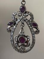 zwaar verzilverde art-decohanger met echte robijnen, Ophalen of Verzenden, Zo goed als nieuw, Zilver
