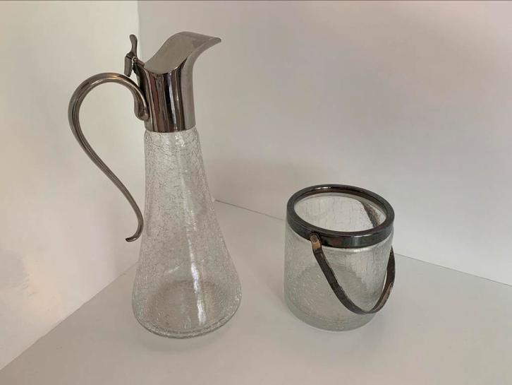 Craquelé karaf en ijsemmer, Antiek en Kunst, Antiek | Glas en Kristal, Ophalen
