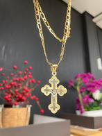 Prachtige 14 karaats gouden figaro ketting met kruis hanger, Sieraden, Tassen en Uiterlijk, Kettingen, Ophalen of Verzenden, Nieuw