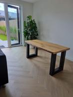 Massief eiken houten schaaldelen tafel 160x80 cm, Gebruikt, Rechthoekig, Hout, Ophalen